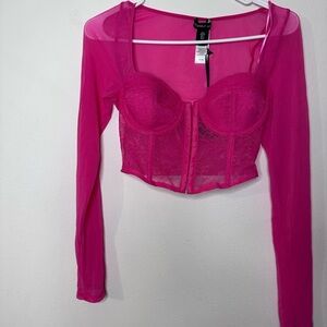 Sincerely Jules Fuchsia Lace Crop Top